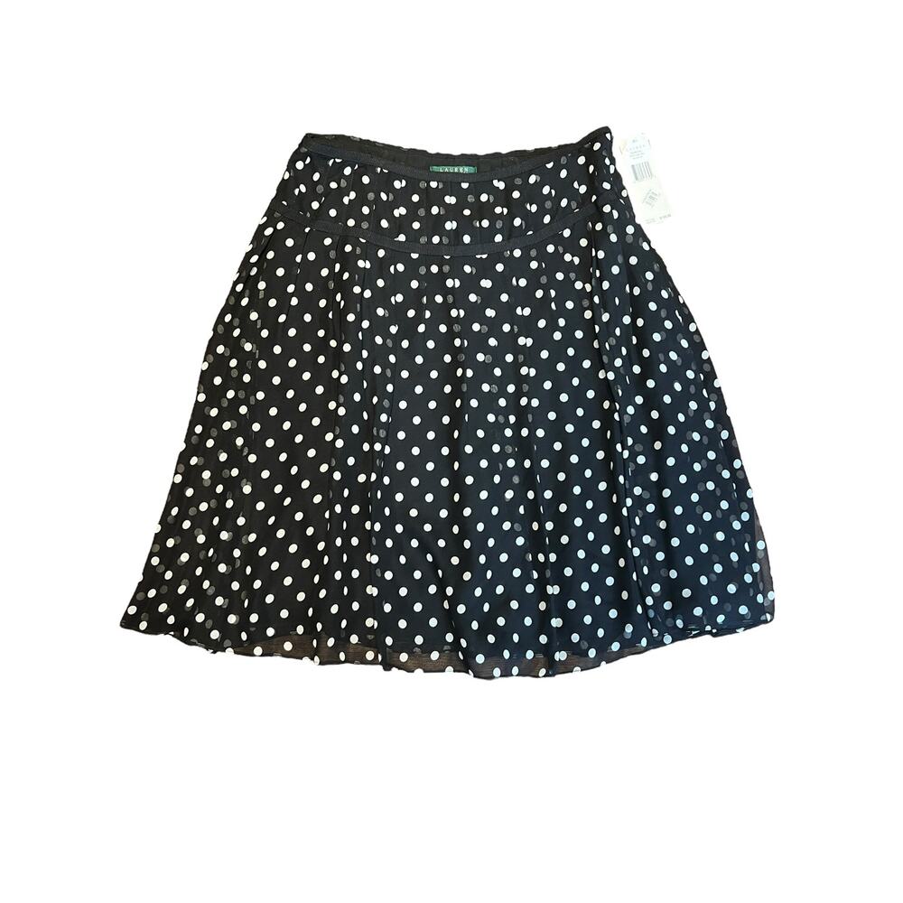 NWT Ralph Lauren Silk Polka Dot Skirt Size 8